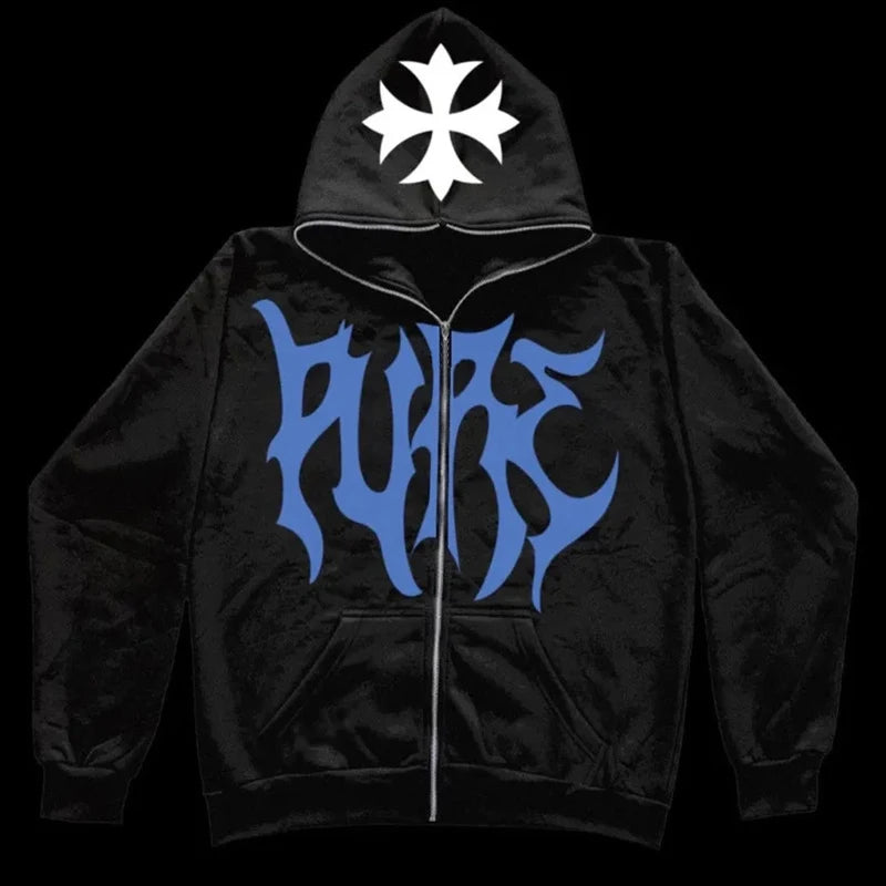 Zip-up Cross Hoodie