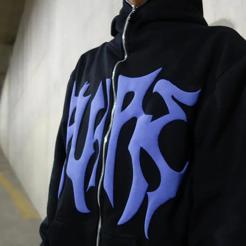 Zip-up Cross Hoodie