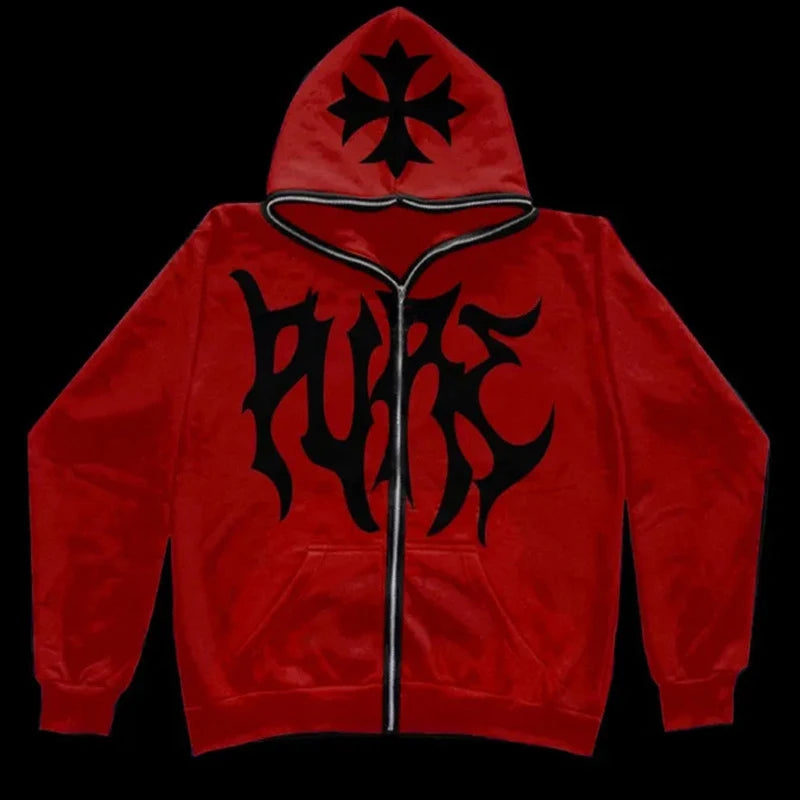 Zip-up Cross Hoodie